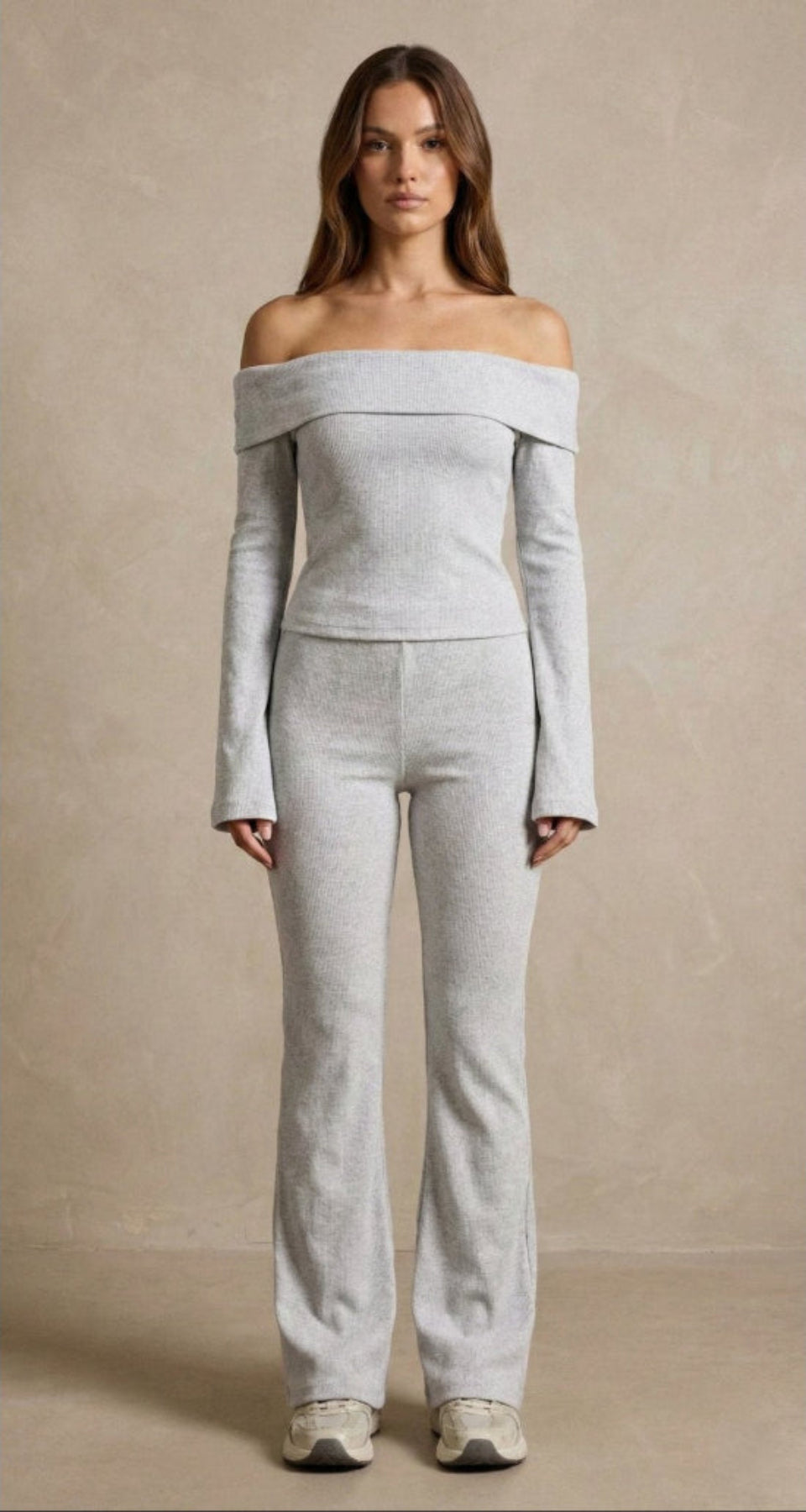 Kadın Düşük omuzlu Uzun Kollu İki Parça Takım | QUEENDA