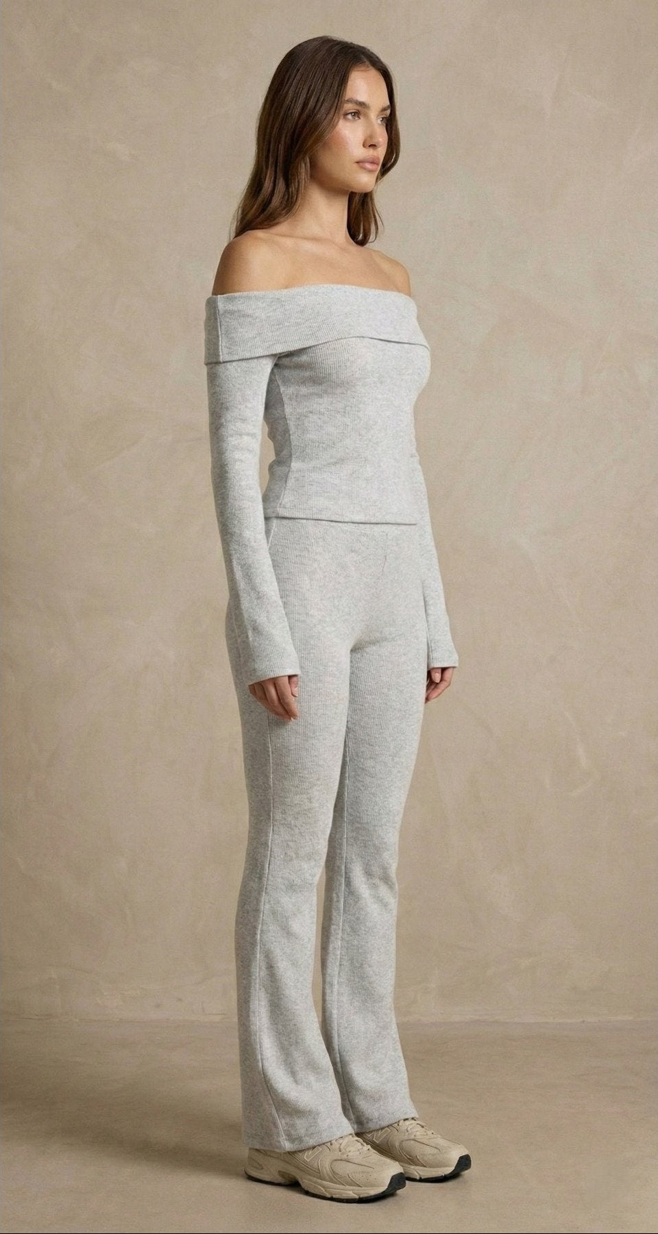 Kadın Düşük omuzlu Uzun Kollu İki Parça Takım | QUEENDA