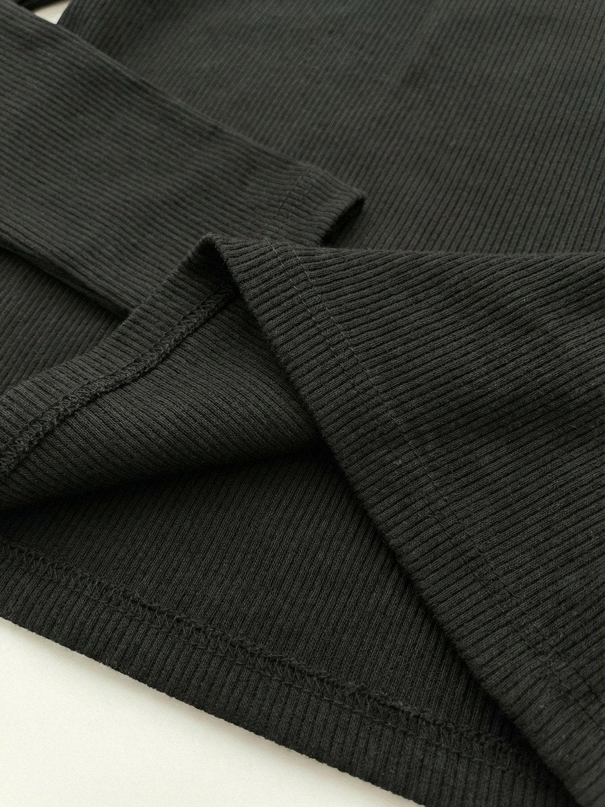 Kadın Uzun Kollu Kaşkorse Crop İki Parça Takım – Siyah | QUEENDA