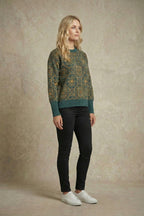 Kadın Retro Desenli Oversize Triko Kazak | QUEENDA