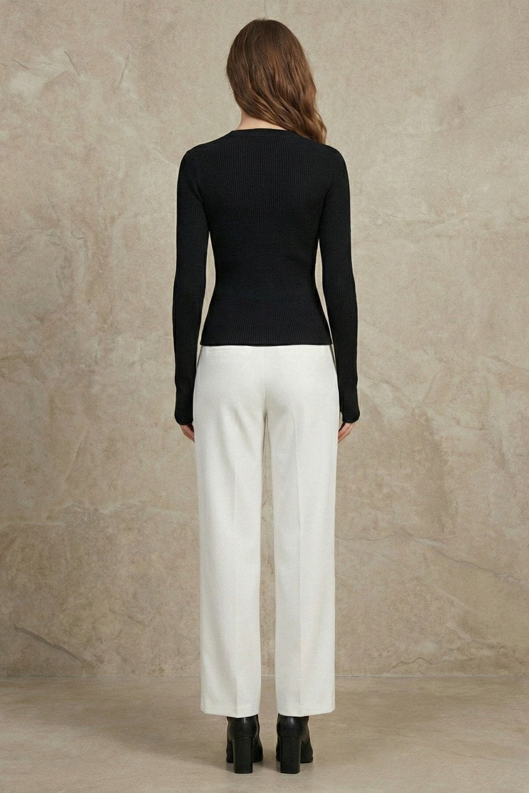 Kadın Parmak Geçmeli Uzun Kollu Rib Bluz | QUEENDA