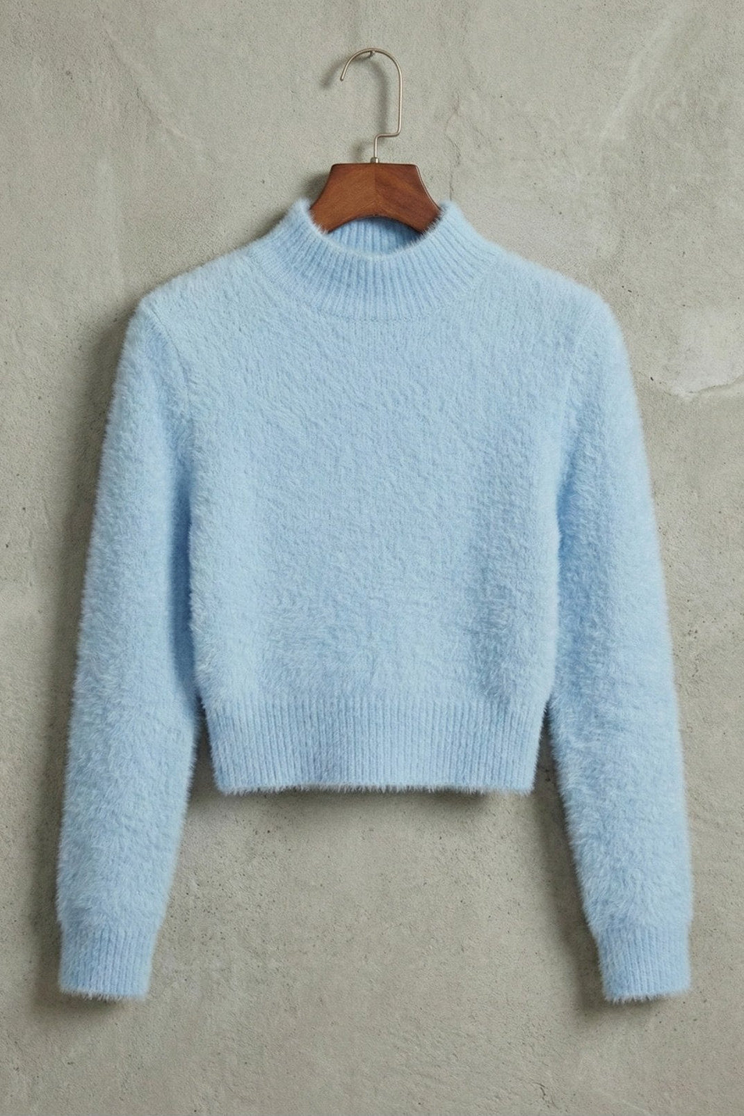 Kadın Yarım Balıkçı Uzun Kollu Parmak Geçmeli Crop Yumuşak Triko Kazak | QUEENDA