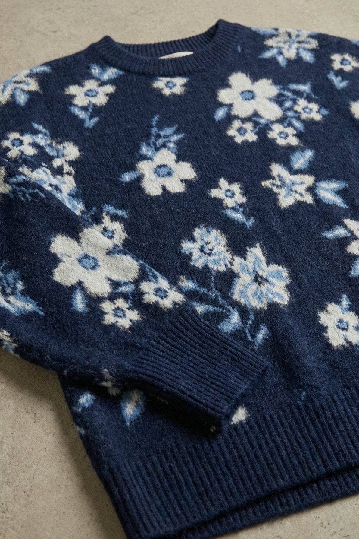 Kadın Çiçek Desenli Oversize Tunik Triko Kazak | QUEENDA