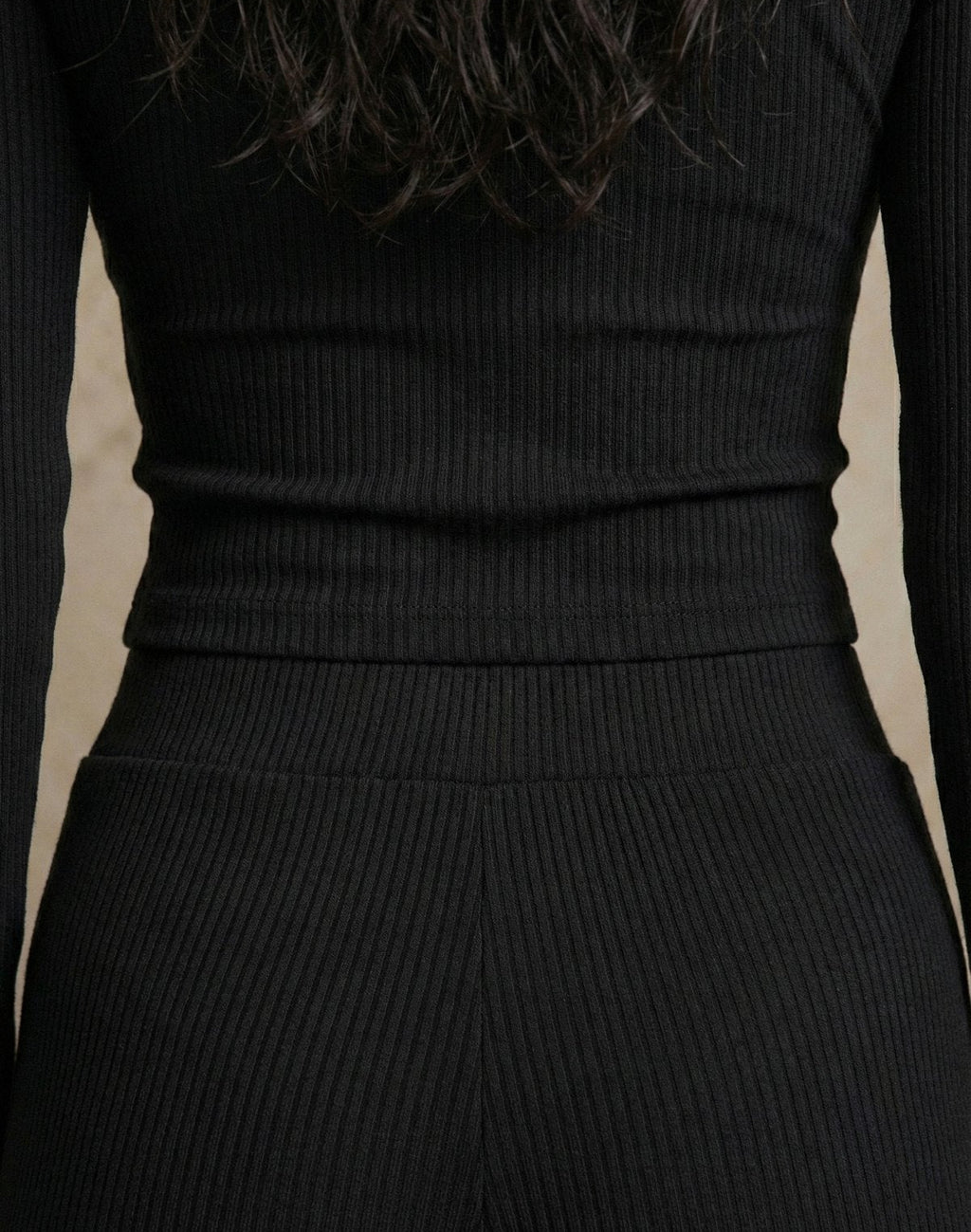 Kadın Uzun Kollu Dekolteli Rib Kumaş İki Parça Takım | QUEENDA