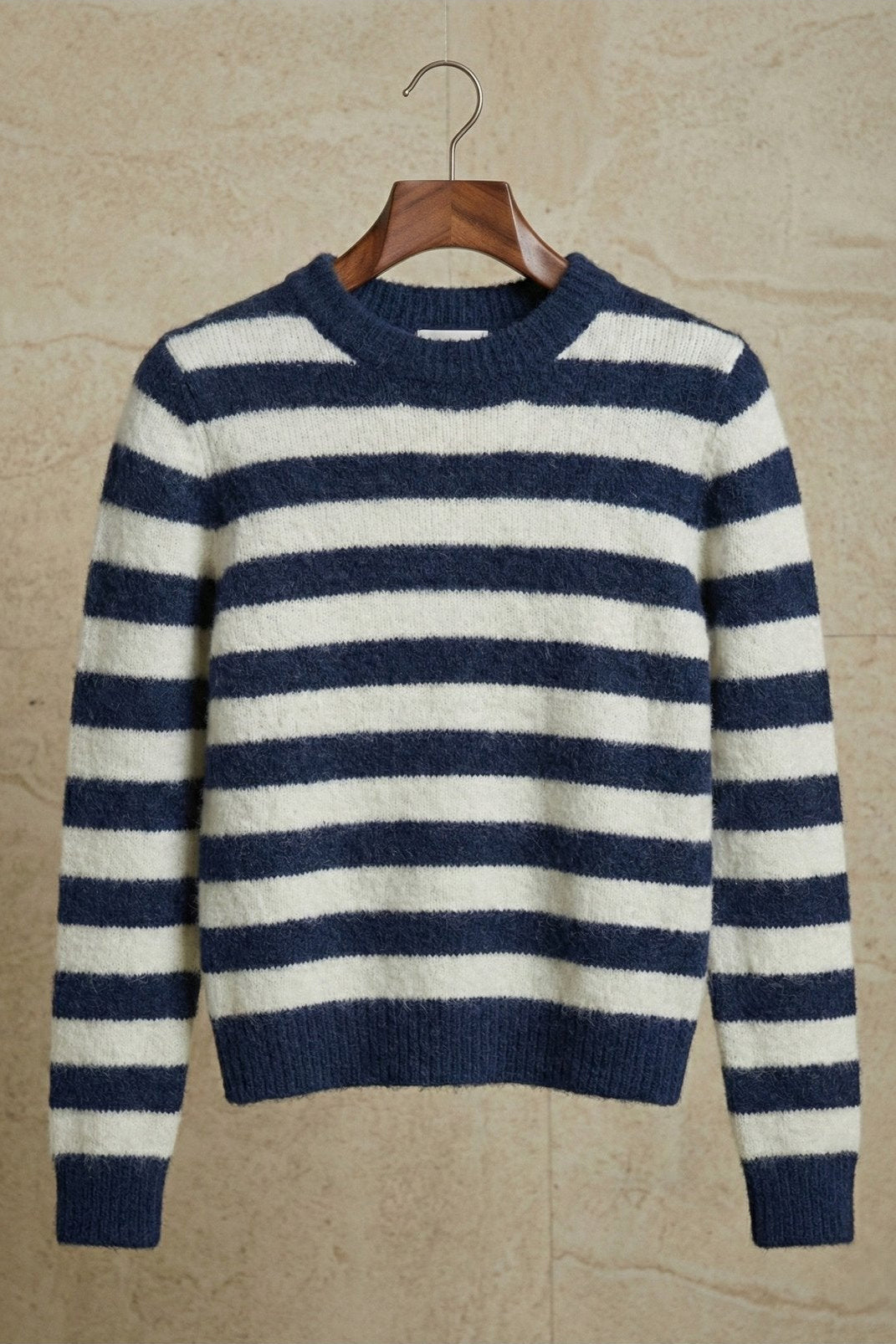 Kadın Çizgili Bisiklet Yaka Yumuşak Triko Kazak | QUEENDA