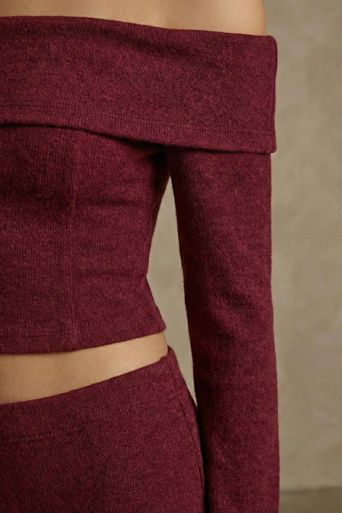 Kadın Düşük omuzlu Uzun Kollu İki Parça Takım | QUEENDA