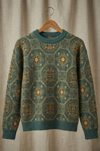 Kadın Retro Desenli Oversize Triko Kazak | QUEENDA