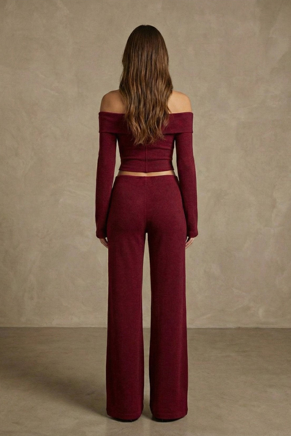 Kadın Düşük omuzlu Uzun Kollu İki Parça Takım | QUEENDA