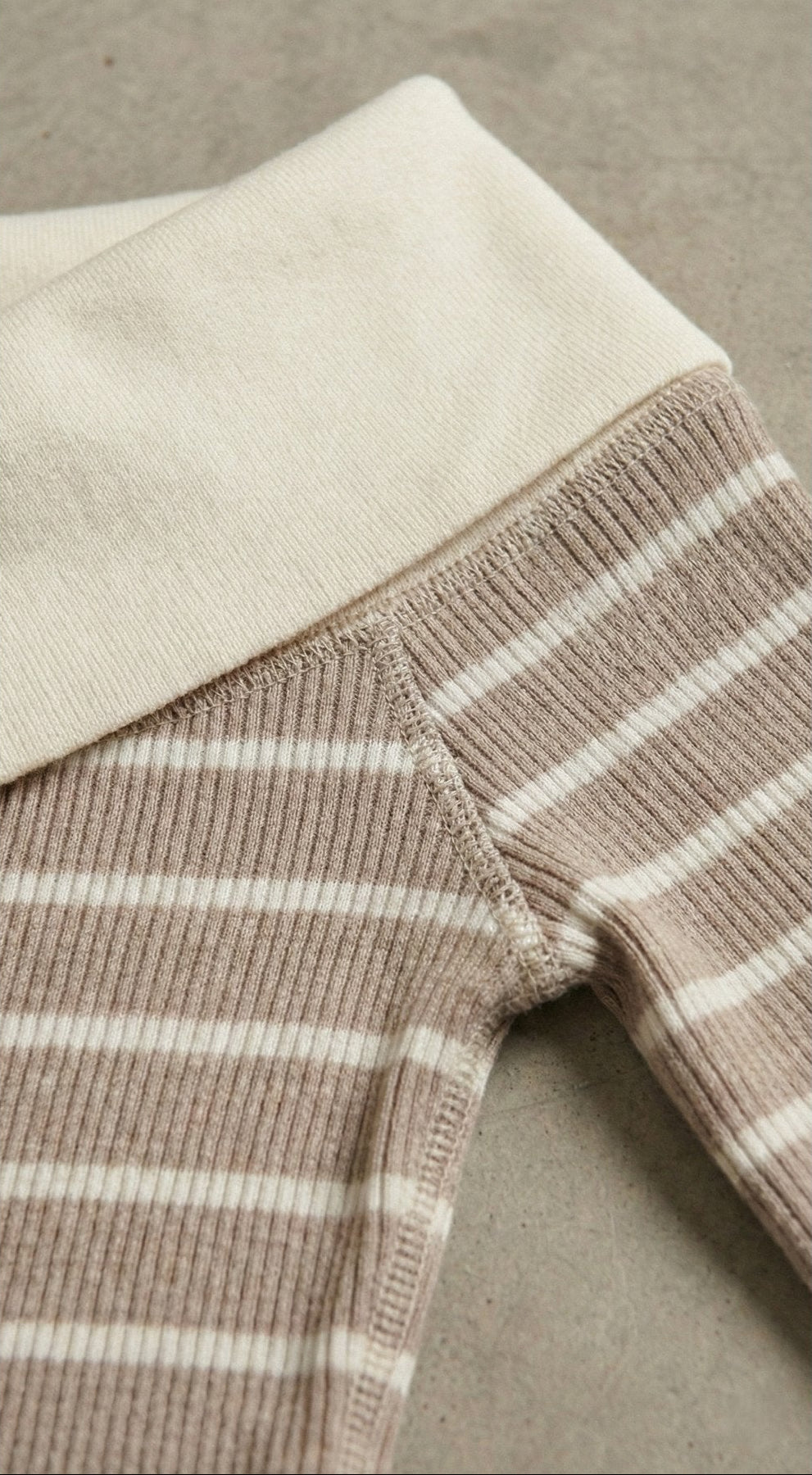 Kadın Off-The-Shoulder Çizgili Rib Triko Bluz | QUEENDA