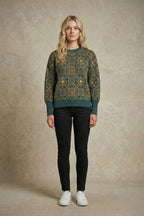 Kadın Retro Desenli Oversize Triko Kazak | QUEENDA